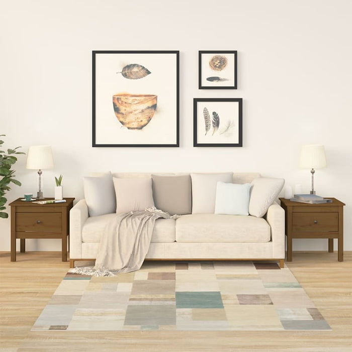 Mese laterale 2 buc. maro miere 50x50x49 cm lemn masiv de pin - WALTI WALTI