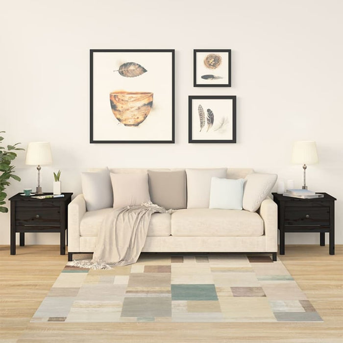 Mese laterale, 2 buc., negru, 50x50x49 cm, lemn masiv de pin - WALTI WALTI