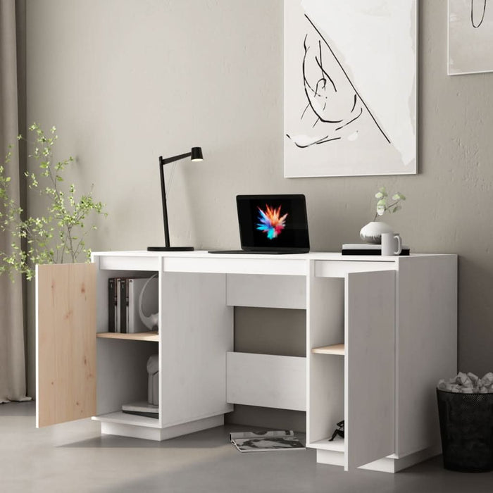 Birou, alb, 140x50x75 cm, lemn masiv de pin - WALTI WALTI