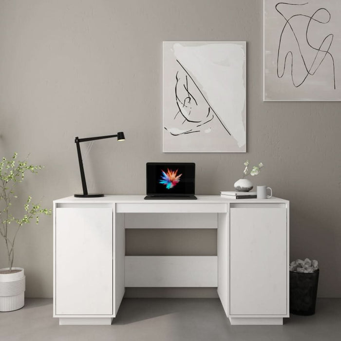 Birou, alb, 140x50x75 cm, lemn masiv de pin - WALTI WALTI