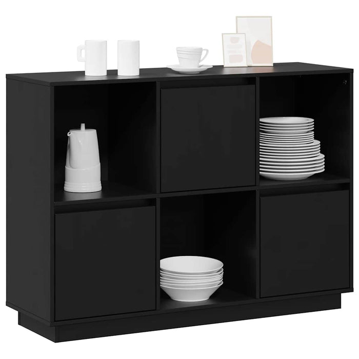 Servantă, negru, 110,5x35x80 cm, lemn masiv de pin WALTI