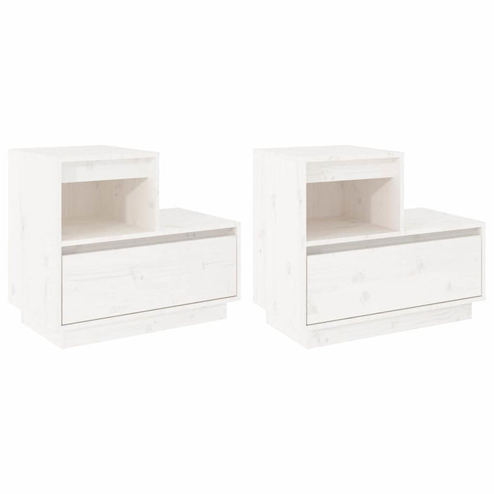 Noptiere, 2 buc., alb, 60x34x51 cm, lemn masiv de pin - WALTI WALTI