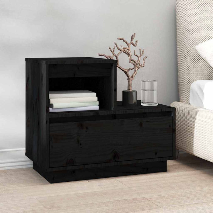 Noptiere, 2 buc, negru, 60x34x51 cm, lemn masiv de pin - WALTI WALTI