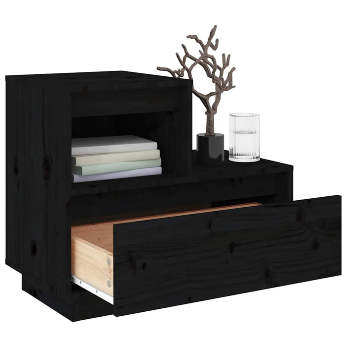 Noptiere, 2 buc, negru, 60x34x51 cm, lemn masiv de pin - WALTI WALTI
