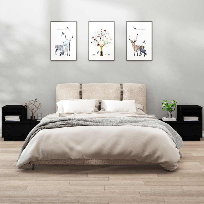 Noptiere, 2 buc, negru, 60x34x51 cm, lemn masiv de pin - WALTI WALTI