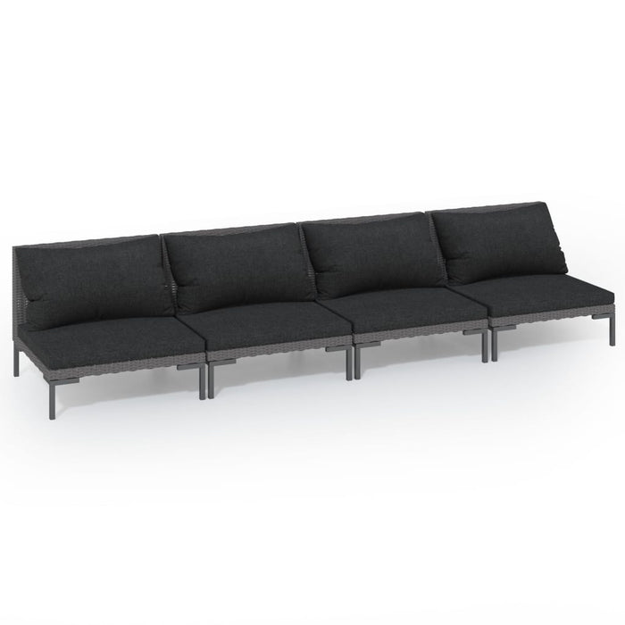 Set mobilier de grădină cu perne, 4 piese gri închis, poliratan - WALTI WALTI