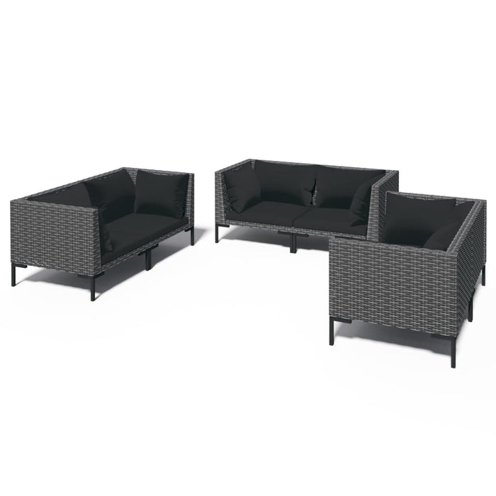 Set de mobilier de grădină & perne 6 piese gri închis poliratan - WALTI WALTI