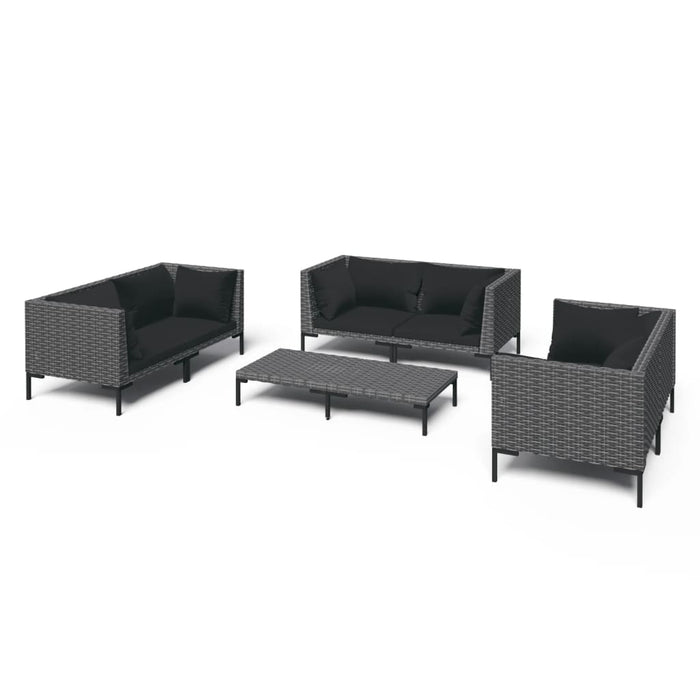 Set mobilier de grădină cu perne,7 piese, gri închis, poliratan - WALTI WALTI
