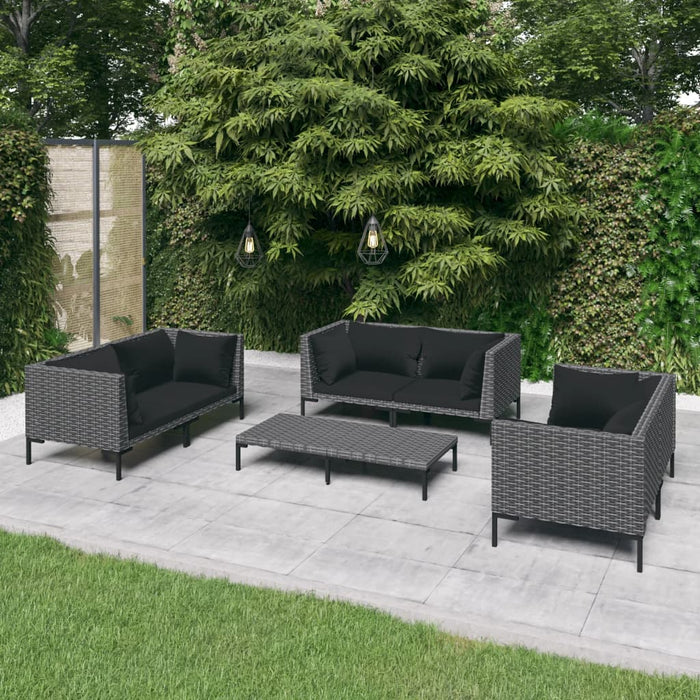 Set mobilier de grădină cu perne,7 piese, gri închis, poliratan - WALTI WALTI