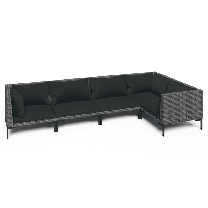 Set mobilier de grădină cu perne,5 piese, gri închis, poliratan - WALTI WALTI