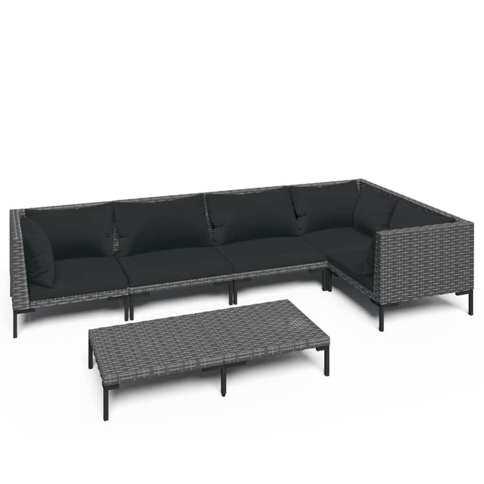 Set de mobilier de grădină & perne 6 piese gri închis poliratan - WALTI WALTI
