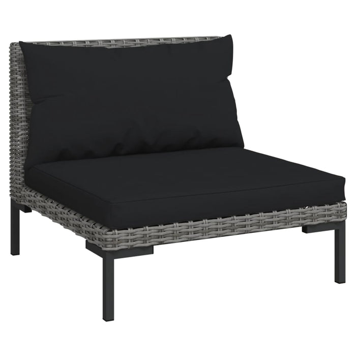 Set de mobilier de grădină & perne 6 piese gri închis poliratan - WALTI WALTI