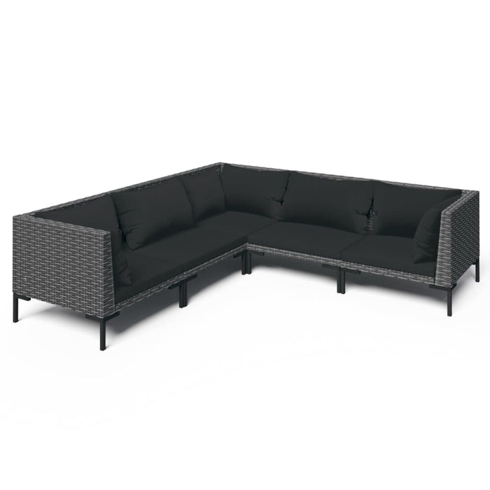 Set mobilier de grădină cu perne,5 piese, gri închis, poliratan - WALTI WALTI