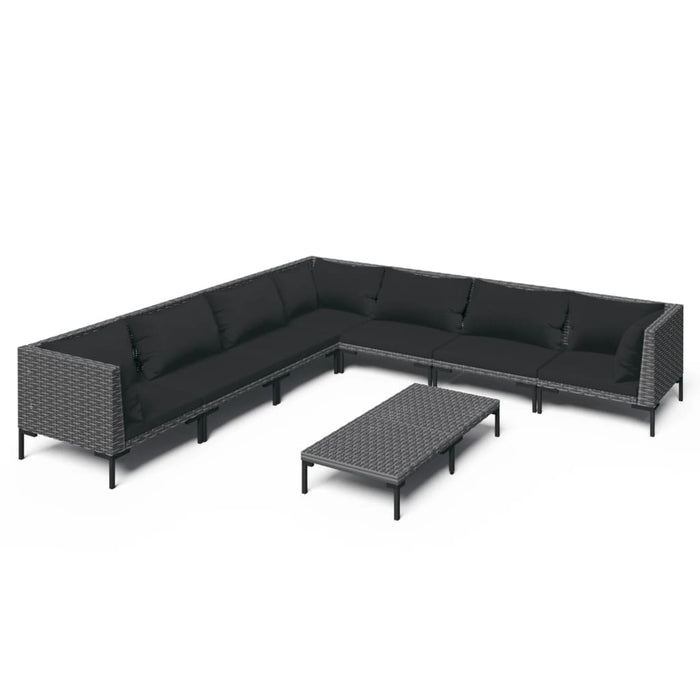 Set mobilier de grădină cu perne, 8 piese,gri închis, poliratan - WALTI WALTI