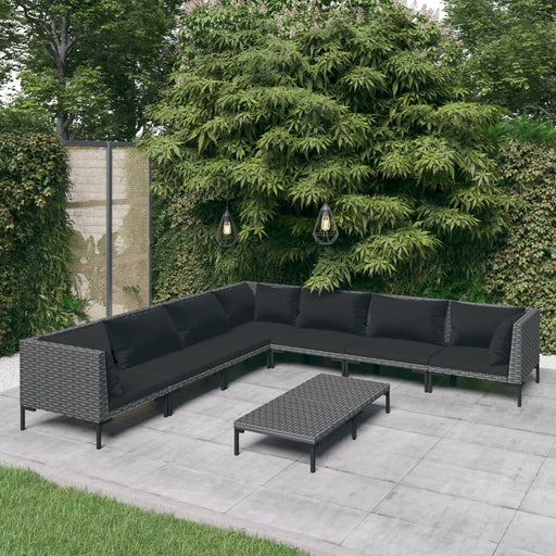 Set mobilier de grădină cu perne, 8 piese,gri închis, poliratan - WALTI WALTI