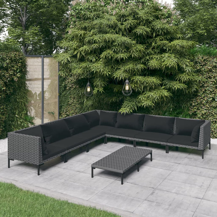 Set mobilier de grădină cu perne, 8 piese,gri închis, poliratan - WALTI WALTI