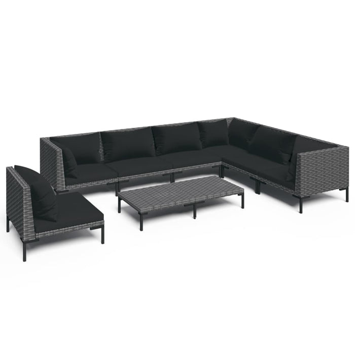 Set mobilier de grădină cu perne, 8 piese,gri închis, poliratan - WALTI WALTI