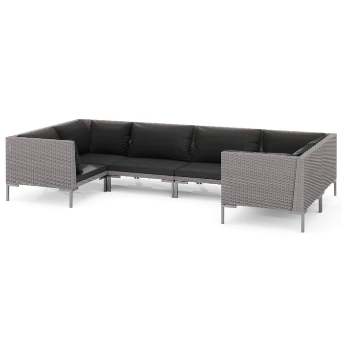 Set de mobilier de grădină & perne 6 piese gri închis poliratan - WALTI WALTI