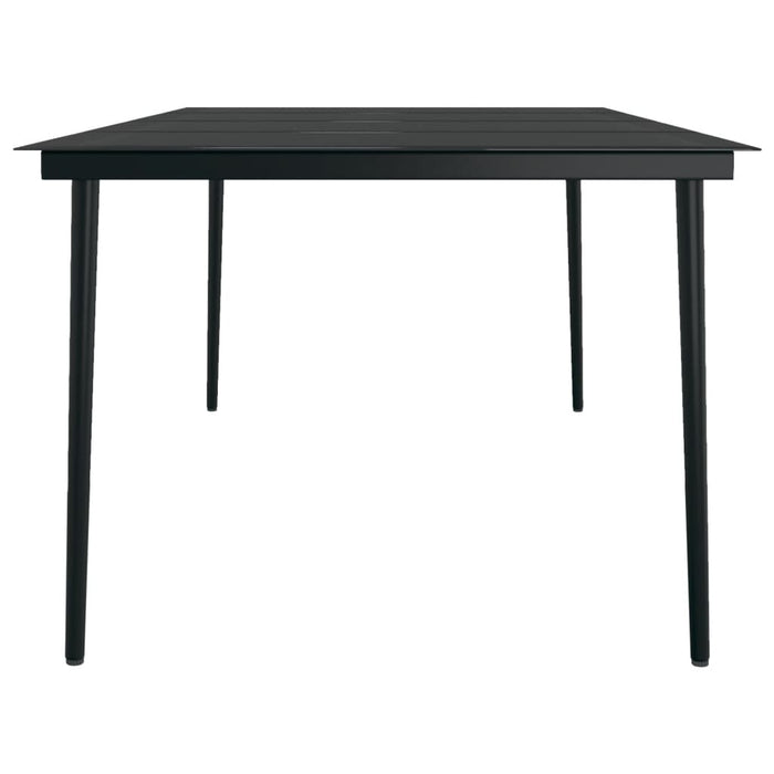 Masă de bucătărie de grădină, negru, 200x100x74 cm, oțel/sticlă WALTI