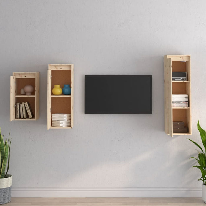 Comode TV, 3 buc., lemn masiv de pin - WALTI WALTI