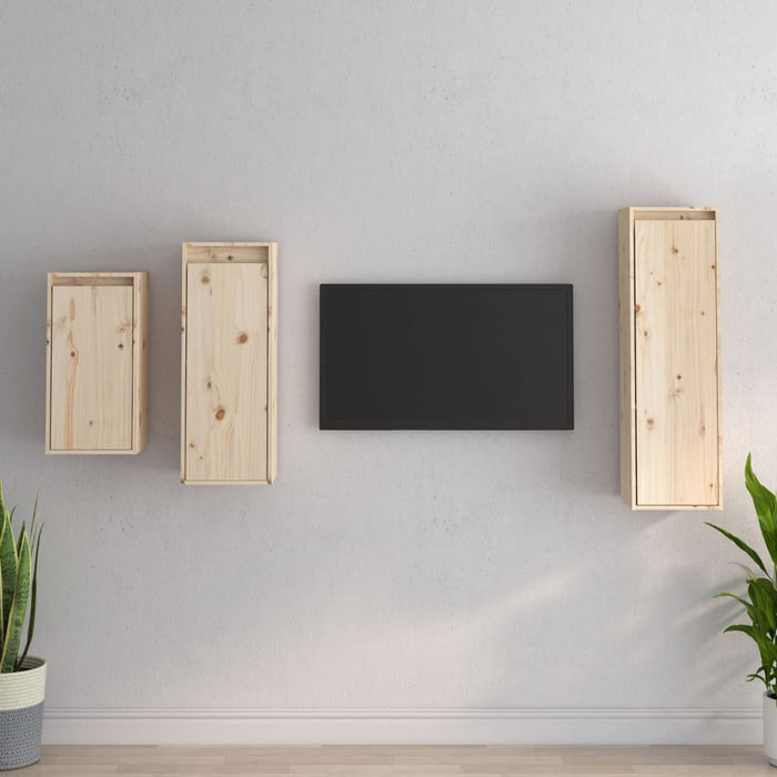 Comode TV, 3 buc., lemn masiv de pin - WALTI WALTI
