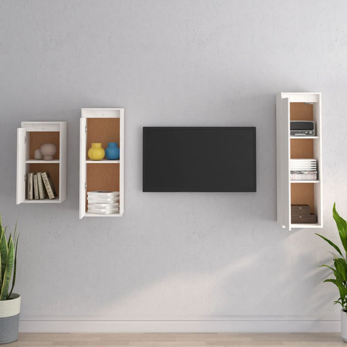 Comode TV, alb, 3 buc., lemn masiv de pin - WALTI WALTI