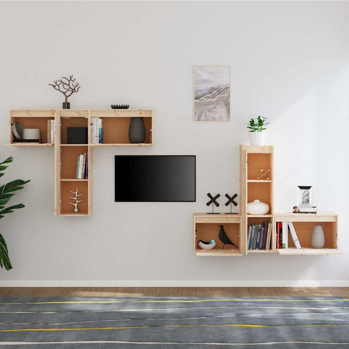 Comode TV, 6 buc., lemn masiv de pin WALTI