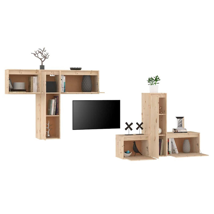 Comode TV, 6 buc., lemn masiv de pin WALTI
