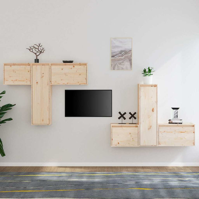 Comode TV, 6 buc., lemn masiv de pin WALTI