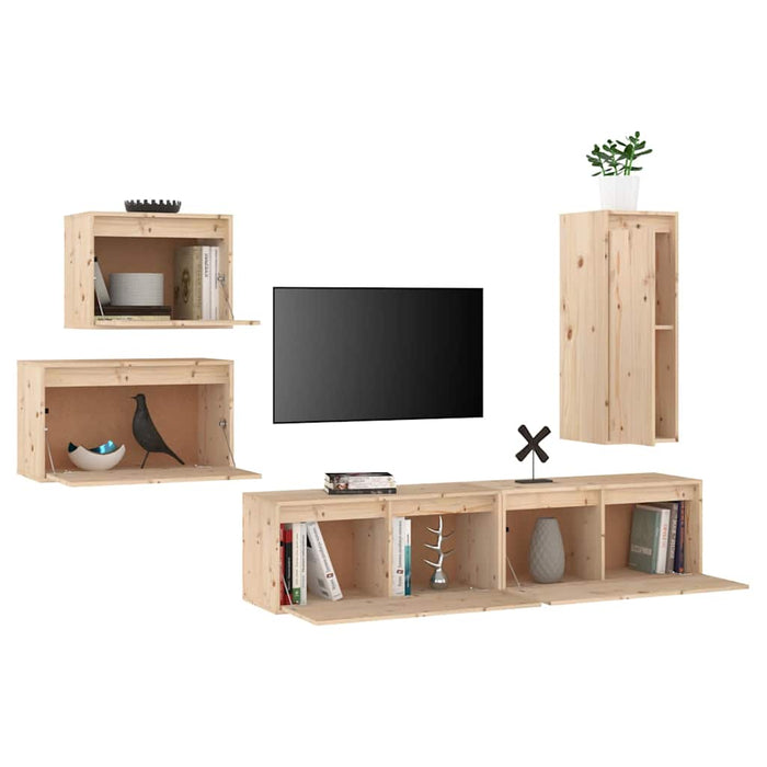 Comode TV, 5 buc., lemn masiv de pin WALTI