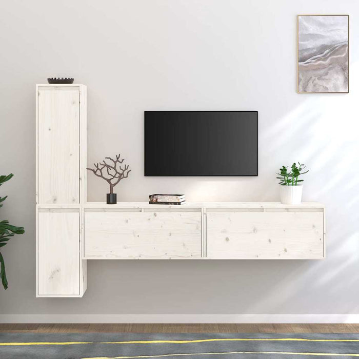 Comode TV, alb, 4 buc., lemn masiv de pin - WALTI WALTI