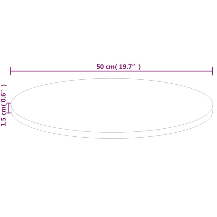 Blat de masă rotund, Ø50x1,5 cm, lemn masiv stejar netratat - WALTI WALTI