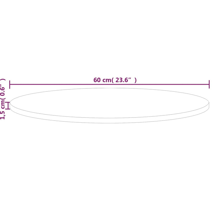Blat de masă rotund, Ø60x1,5 cm, lemn masiv stejar netratat - WALTI WALTI