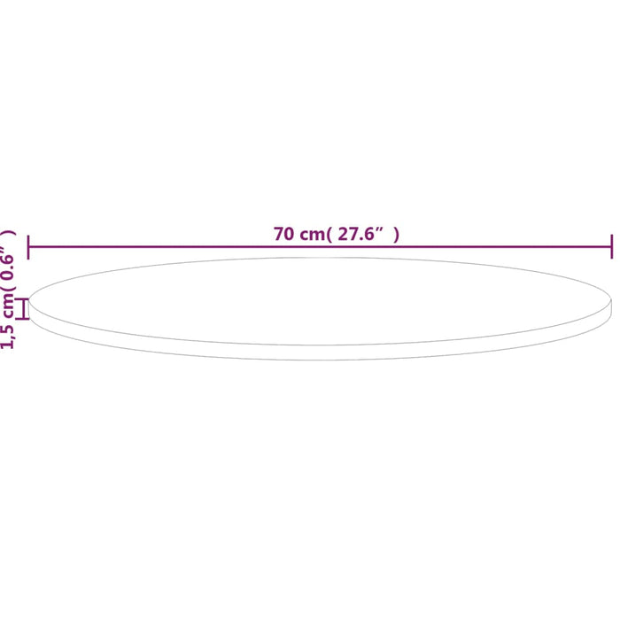 Blat de masă rotund, Ø70x1,5 cm, lemn masiv stejar netratat - WALTI WALTI