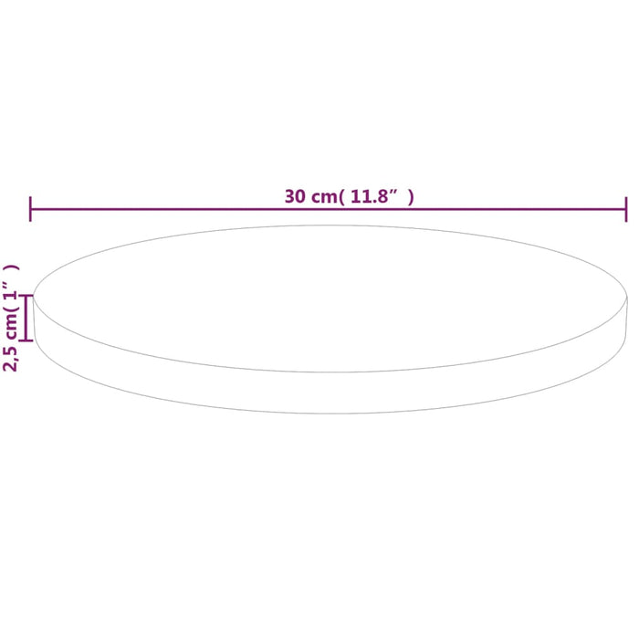 Blat de masă rotund, Ø30x2,5 cm, lemn masiv stejar netratat - WALTI WALTI
