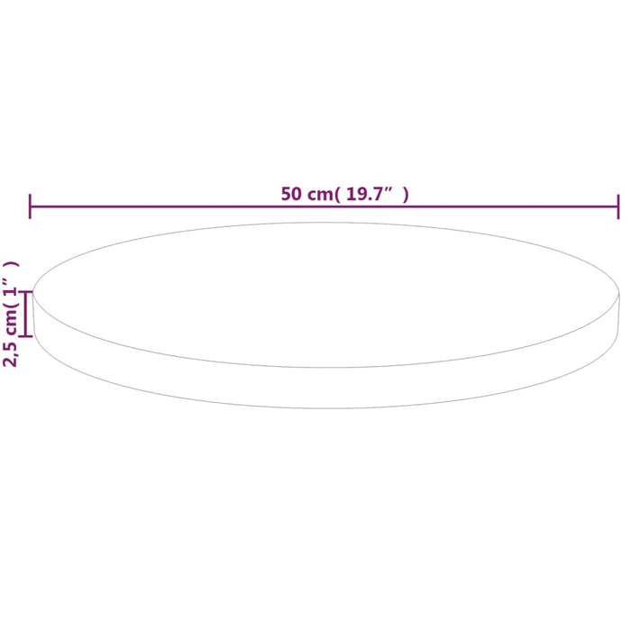 Blat de masă rotund, Ø50x2,5 cm, lemn masiv stejar netratat - WALTI WALTI