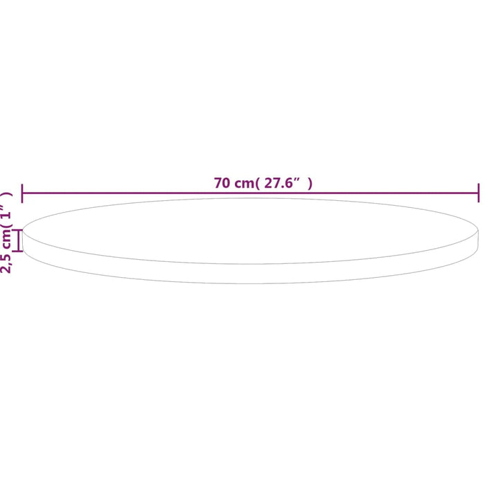 Blat de masă rotund, Ø70x2,5 cm, lemn masiv stejar netratat - WALTI WALTI