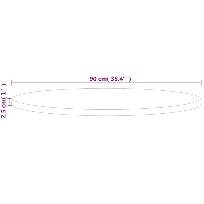 Blat de masă rotund, Ø90x2,5 cm, lemn masiv stejar netratat - WALTI WALTI