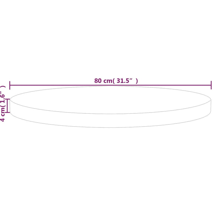 Blat de masă rotund, Ø80x4 cm, lemn masiv stejar netratat - WALTI WALTI