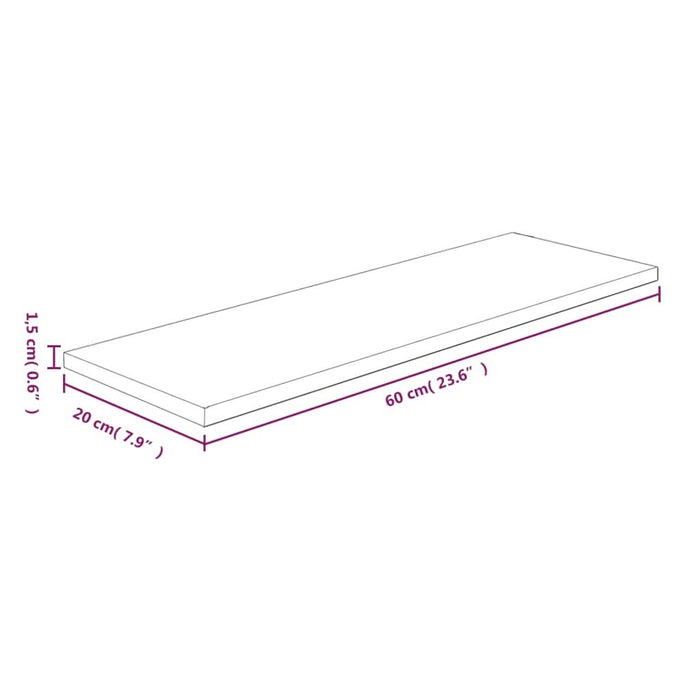 Poliță, 60x20x1,5 cm, lemn masiv de stejar netratat - WALTI WALTI