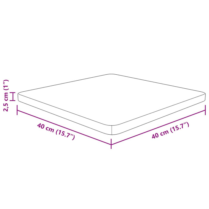 Blat de masă pătrat, 40x40x2,5 cm, lemn masiv stejar netratat - WALTI WALTI