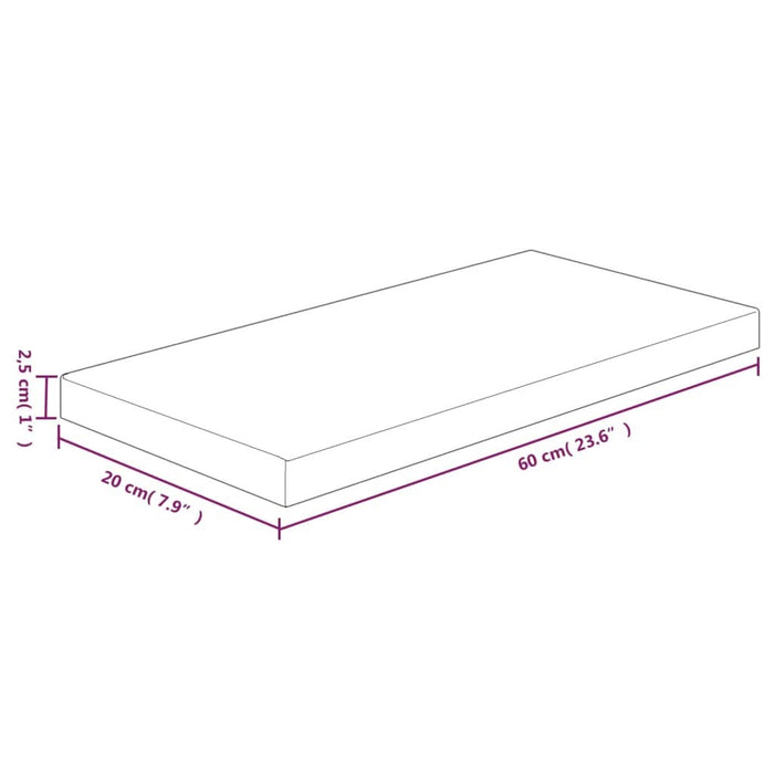 Poliță, 60x20x2,5 cm, lemn masiv de stejar netratat - WALTI WALTI