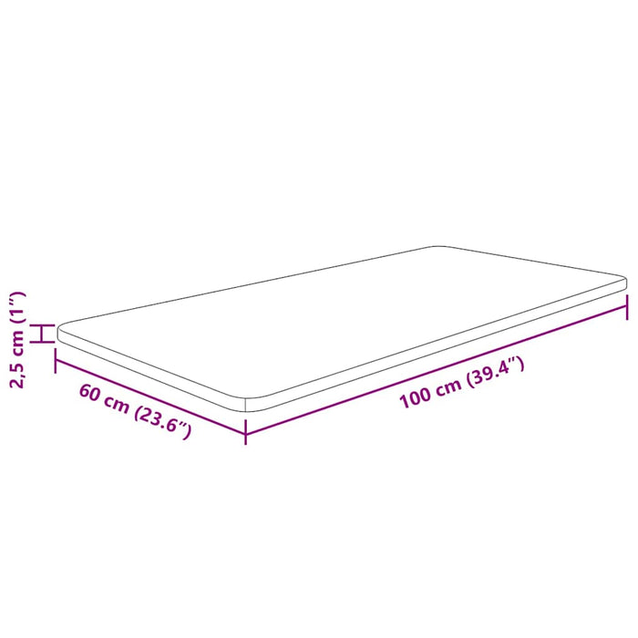 Blat de baie, 100x60x2,5 cm, lemn masiv netratat WALTI