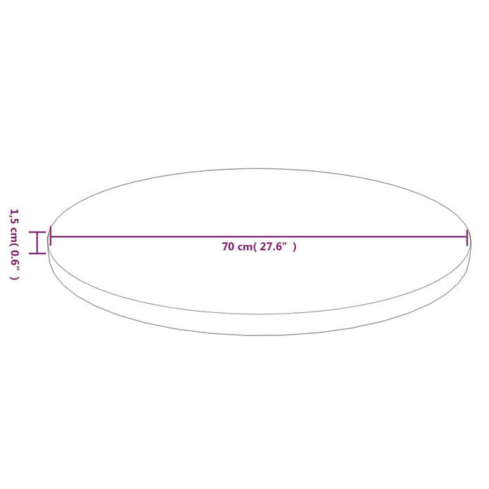 Blat de masă rotund maro deschis Ø70x1,5 cm lemn stejar tratat - WALTI WALTI