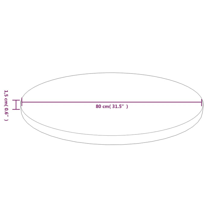 Blat de masă rotund maro deschis Ø80x1,5 cm lemn stejar tratat - WALTI WALTI