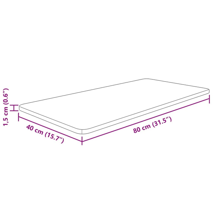Blat de baie, maro deschis, 80x40x1,5 cm, lemn masiv tratat - WALTI WALTI