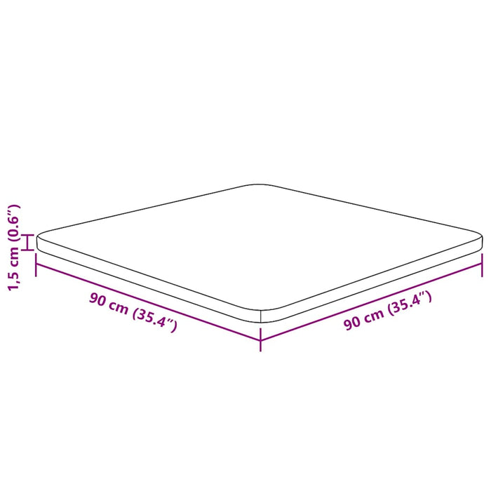 Blat de masă pătrat maro închis 90x90x1,5 cm lemn stejar tratat - WALTI WALTI