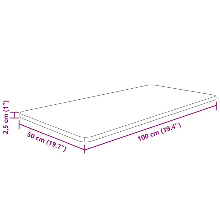Blat de baie, maro deschis, 100x50x2,5 cm, lemn masiv tratat - WALTI WALTI