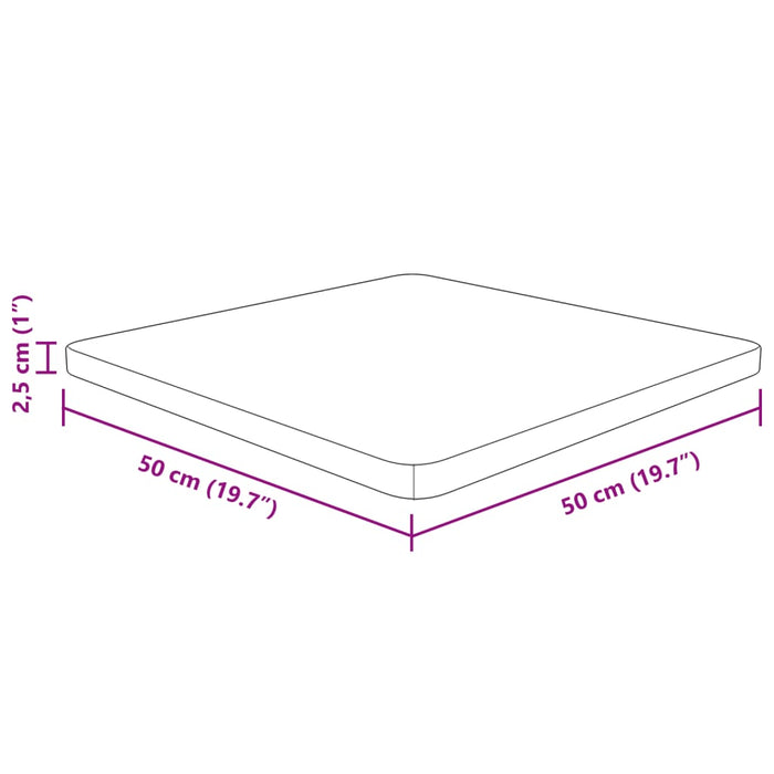 Blat de masă pătrat maro închis 50x50x2,5 cm lemn stejar tratat WALTI
