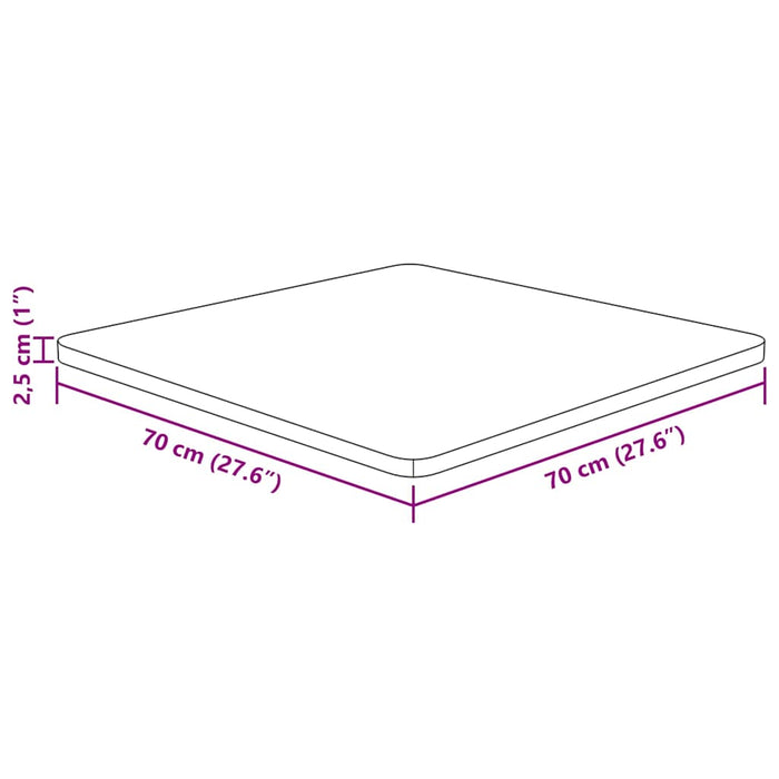 Blat de masă pătrat maro închis 70x70x2,5 cm lemn stejar tratat WALTI